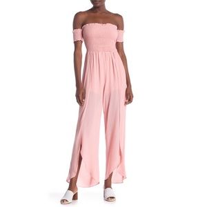 HONEY BELLE | Off the Shoulder Smocked Jumpsuit